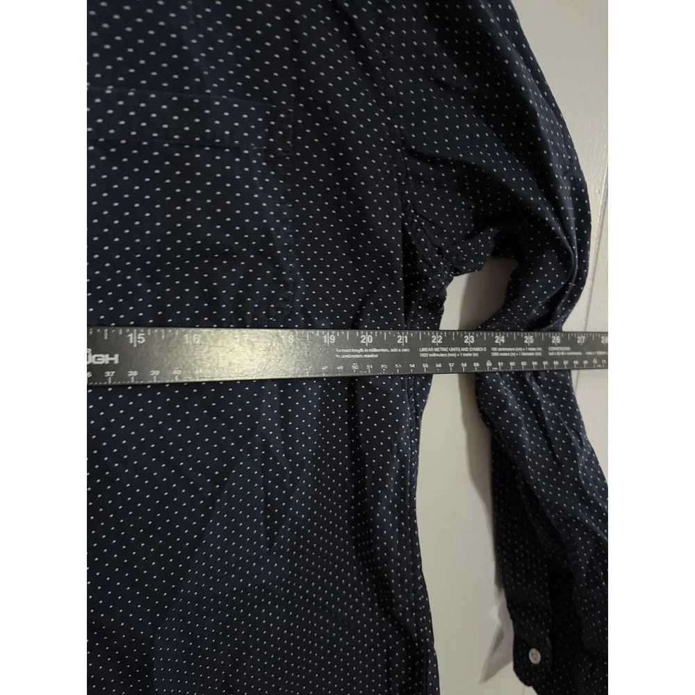 J. Crew Button Down Shirt Mens L Navy‎ Blue Polka Dot Long Sleeve 02688 HO 13